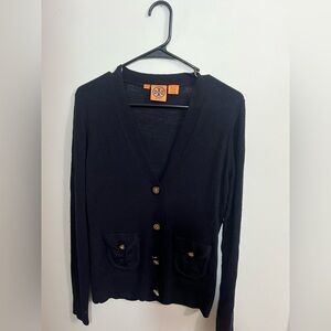 Tory Burch Midnight Blue Cardigan with Gold Buttons